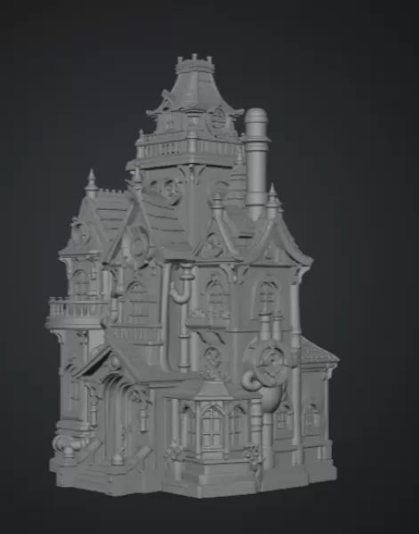 Whimsical Steampunk Manor STL File for 3D Print - Model preview 8