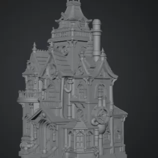 Whimsical Steampunk Manor STL File for 3D Print - Model thumbnail 8