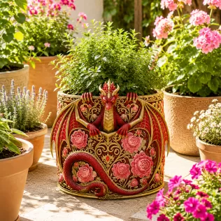 Ruby Rose Dragon Planter STL File for 3D Print - Model thumbnail 3