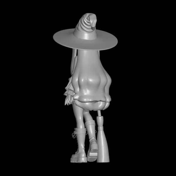 Cute black witch girl STL File, 3D Printing Model - Model preview 3