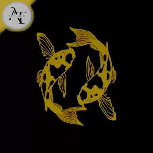 Yin and Yang Fish - Silhouette - 2D Wall Art Decor
