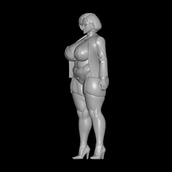 Fat anime girl in lingerie STL File, 3D Printing Model - Model preview 2