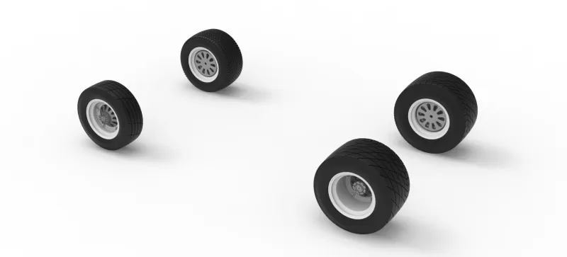 Wheel Set of Vintage Dirt Modified stock car Scale 1:25 - Model preview 7