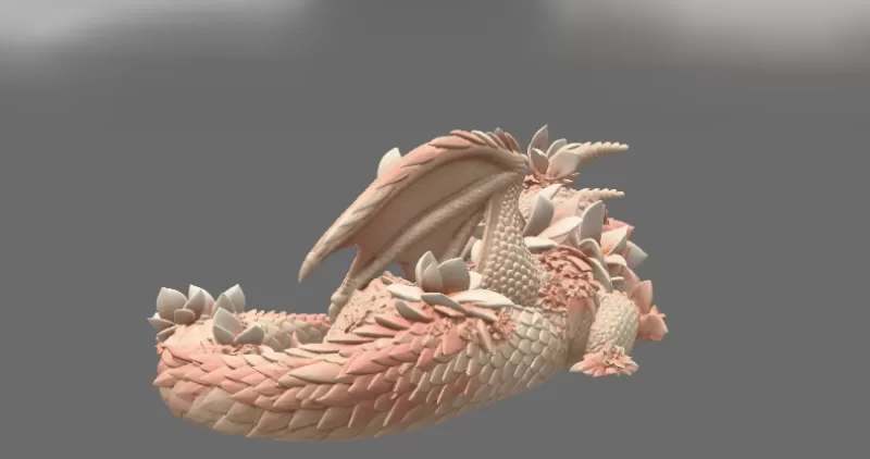 Peach Baby Blossom Dragon STL File for 3D Print - Model preview 8