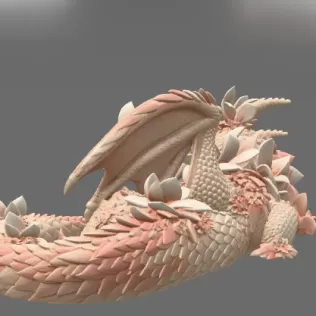 Peach Baby Blossom Dragon STL File for 3D Print - Model thumbnail 8