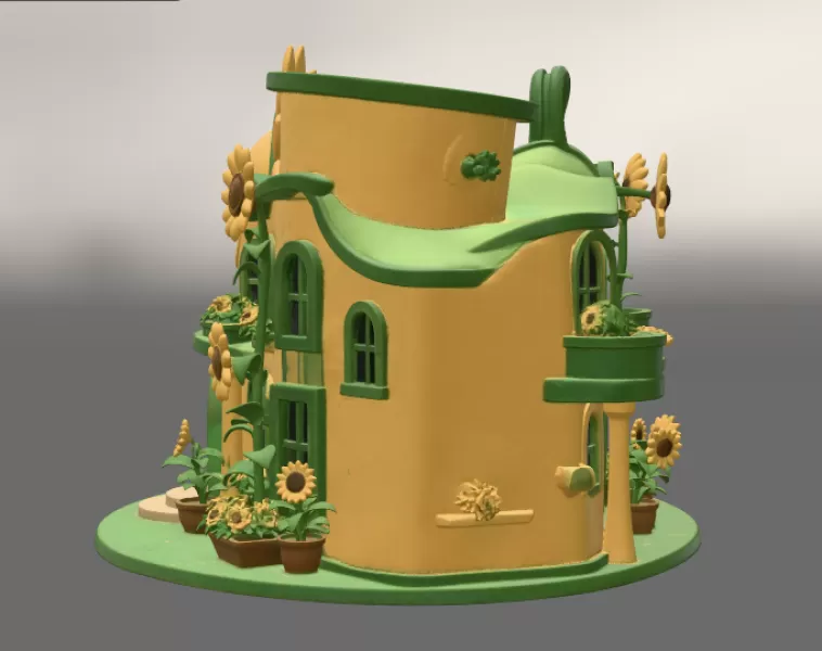 🌻 Happy Sunflower House STL File for 3D Print - Model preview 9
