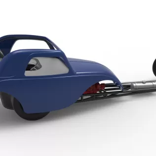 Front engine old school dragster with shell V13 Scale 1:25 - Model thumbnail 20