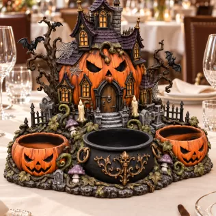 Haunted Pumpkin House Organizer STL File for 3D Print - Model thumbnail 4