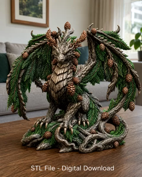 Ancient Forest Guardian Dragon STL File for 3D Print - Model preview 5