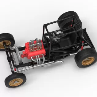 Vintage Dirt Supermodified stock car Base Version 2 Scale 1:25 - Model thumbnail 4