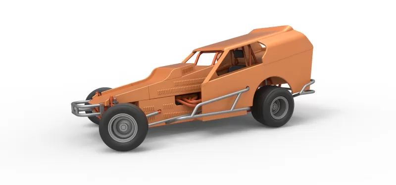 Vintage Dirt Modified stock car Version 3 while turning 1:25 - Model preview 1