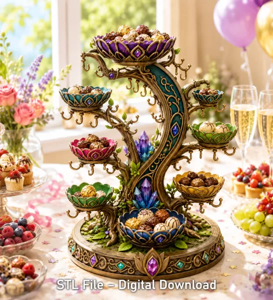 Enchanted Crystal Jewelry Tree STL File for 3D Print - Model preview 1