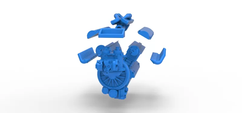 Engine V12 of Vintage Dragster Version 2 Scale 1:25 - Model preview 20