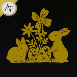 Easter bunnies - Silhouette - 2D Wall Art Decor