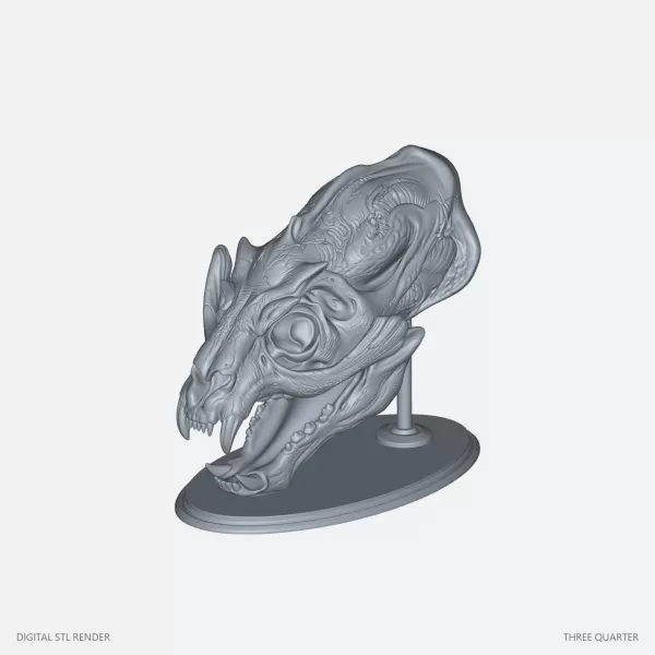 Fantasy Beast Skull Display with Stand - STL - Model preview 1