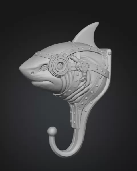 Steampunk Shark Hook - Model preview 2