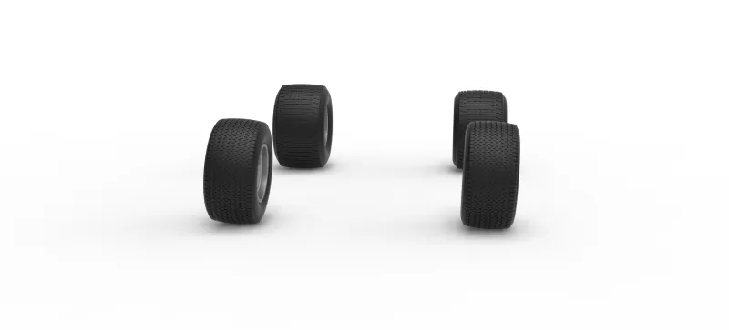 Wheel Set of Vintage Dirt late model Race car Scale 1:25 - Model preview 3