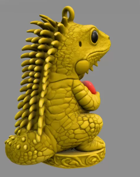Cute Iguana with Heart – 3D Printable STL File - Model preview 5