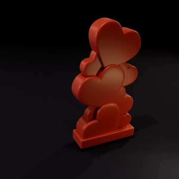 Stacked Hearts Candle Mold - Printable 3D Model - Model preview 3