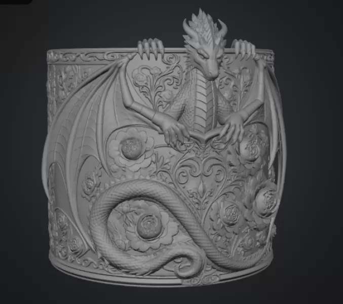 Ruby Rose Dragon Planter STL File for 3D Print - Model preview 17