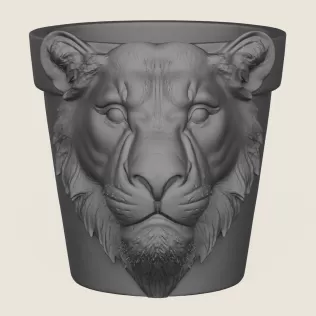 Lioness Head Planter - Model thumbnail 3