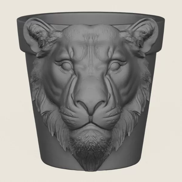 Lioness Head Planter - Model preview 3