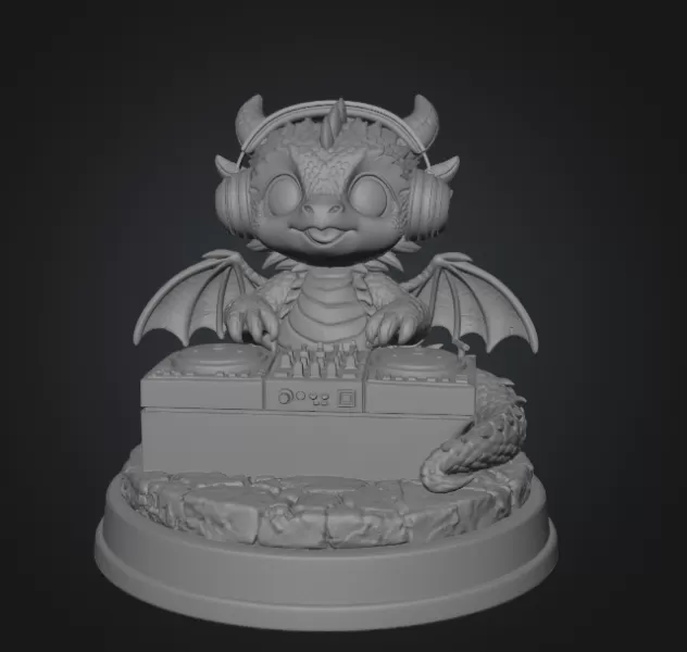 DJ Dragon Figurine – STL File for 3D Printing - Model preview 7