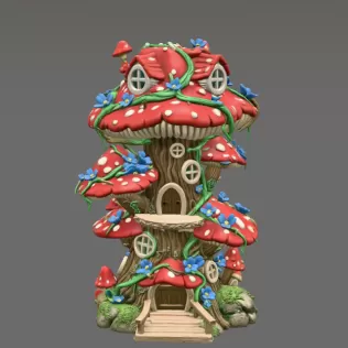 Enchanted Mushroom Village Tower STL File 3D Printable - Model thumbnail 7
