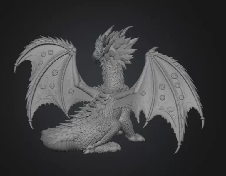 Blossom Meadow Dragon STL File for 3D Print - Model preview 10