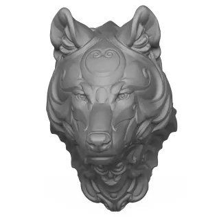 Wild Wolf Head Statue