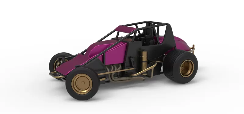 Dirt Silver Crown Car while turning Scale 1:25 - Model preview 1