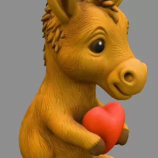 Sweet Donkey with Heart – Adorable 3D Printable Hanging Figurine - Model thumbnail 6