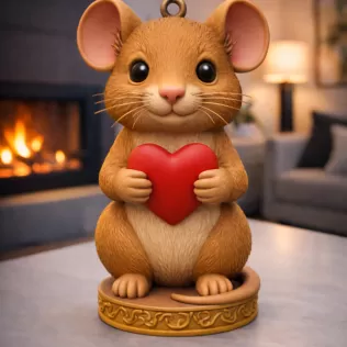 Cute Mouse with Heart – 3D Printable STL File - Model thumbnail 2