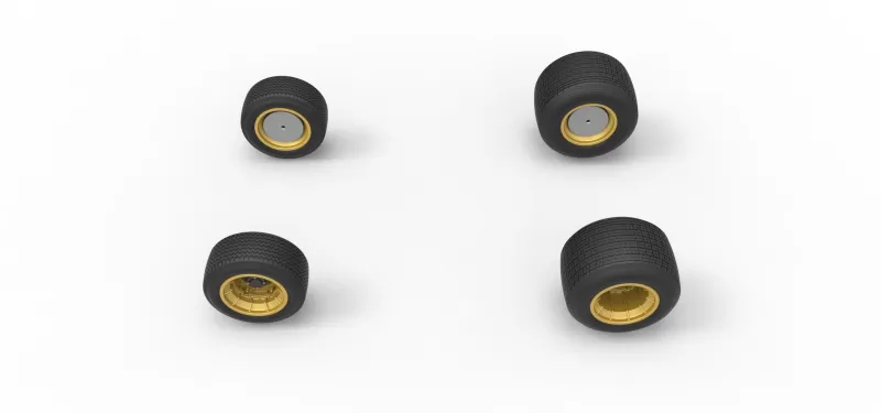 Wheel Set of Vintage Dirt Supermodified stock car Scale 1:25 - Model preview 6