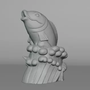 Stone Fish Sculpture -3D Model High-Quality PBR UV Mapped - Model thumbnail 2