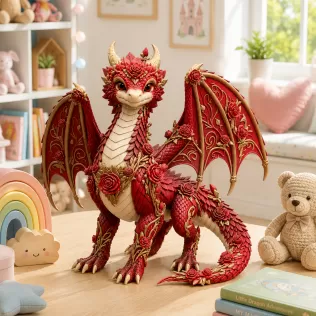 Crimson Rose Dragon STL File for 3D Print - Model thumbnail 5