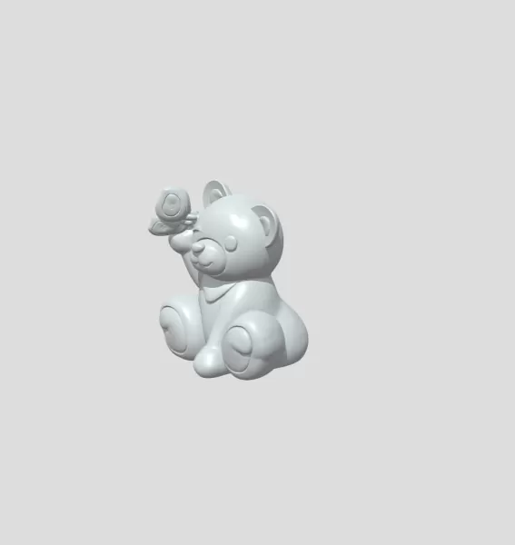 Cute cartoon style teddy bear figurine - Model preview 2
