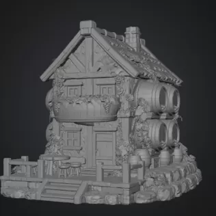 Fantasy Wine Cottage – Medieval Vineyard House STL for 3D Printi - Model thumbnail 8