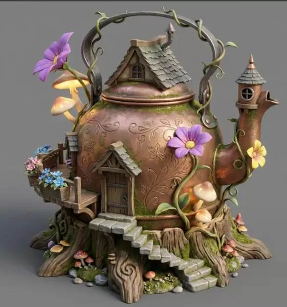 Skull Bloom Castle STL File for 3D Print - Model preview 3