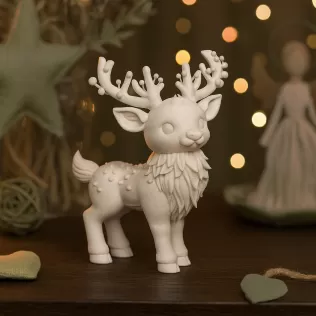 Magic Christmas Deer Figure | Cute Reindeer Sculpture | Holiday - Model thumbnail 6