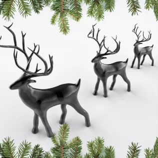 3 pcs. Miniature Deer Family, Christmas Decor Reindeer Set - Model thumbnail 5
