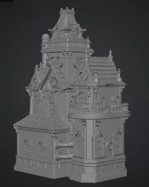 Whimsical Steampunk Manor STL File for 3D Print - Model preview 10