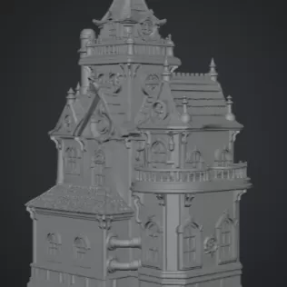 Whimsical Steampunk Manor STL File for 3D Print - Model thumbnail 10