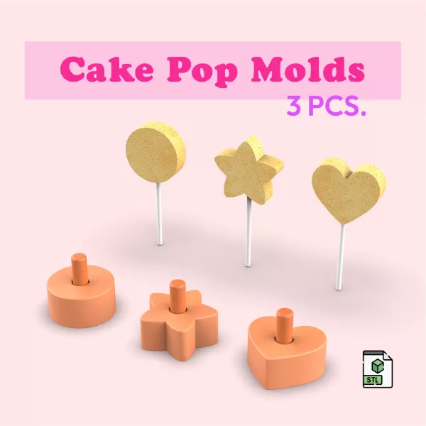 3D Cake Pop Molds Set, 3 pcs. Star - Heart - Round Shape, DIY - Model preview 4