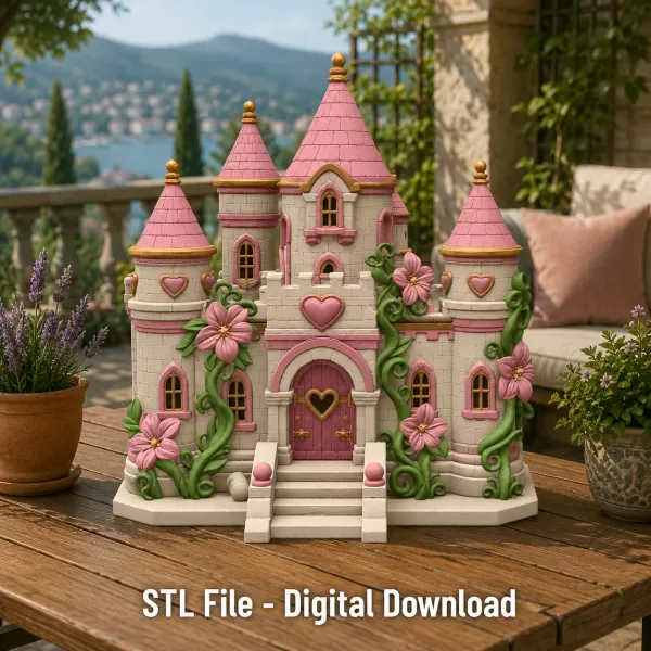Enchanted Heart Blossom Castle STL File for 3D Print - Model preview 2