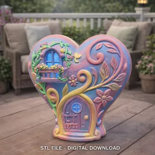 Fantasy Heart Fairy House - STL File 3D Printable - Model thumbnail 2
