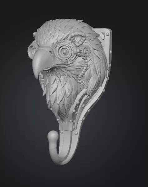 Steampunk Eagle Wall Hook (High Detail) - Model preview 2