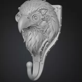 Steampunk Eagle Wall Hook (High Detail) - Model thumbnail 2