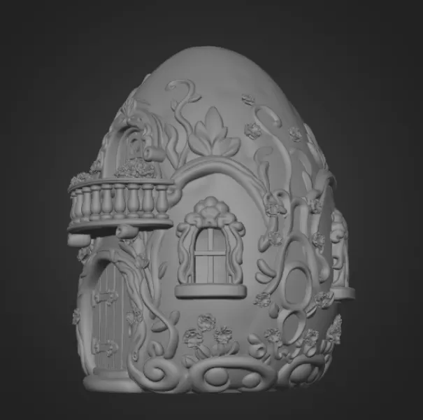Fantasy Egg Cottage House – STL File 3D Printable - Model preview 9