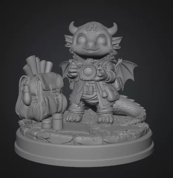 Cute Camera Baby Dragon STL File for 3D Print - Model preview 12